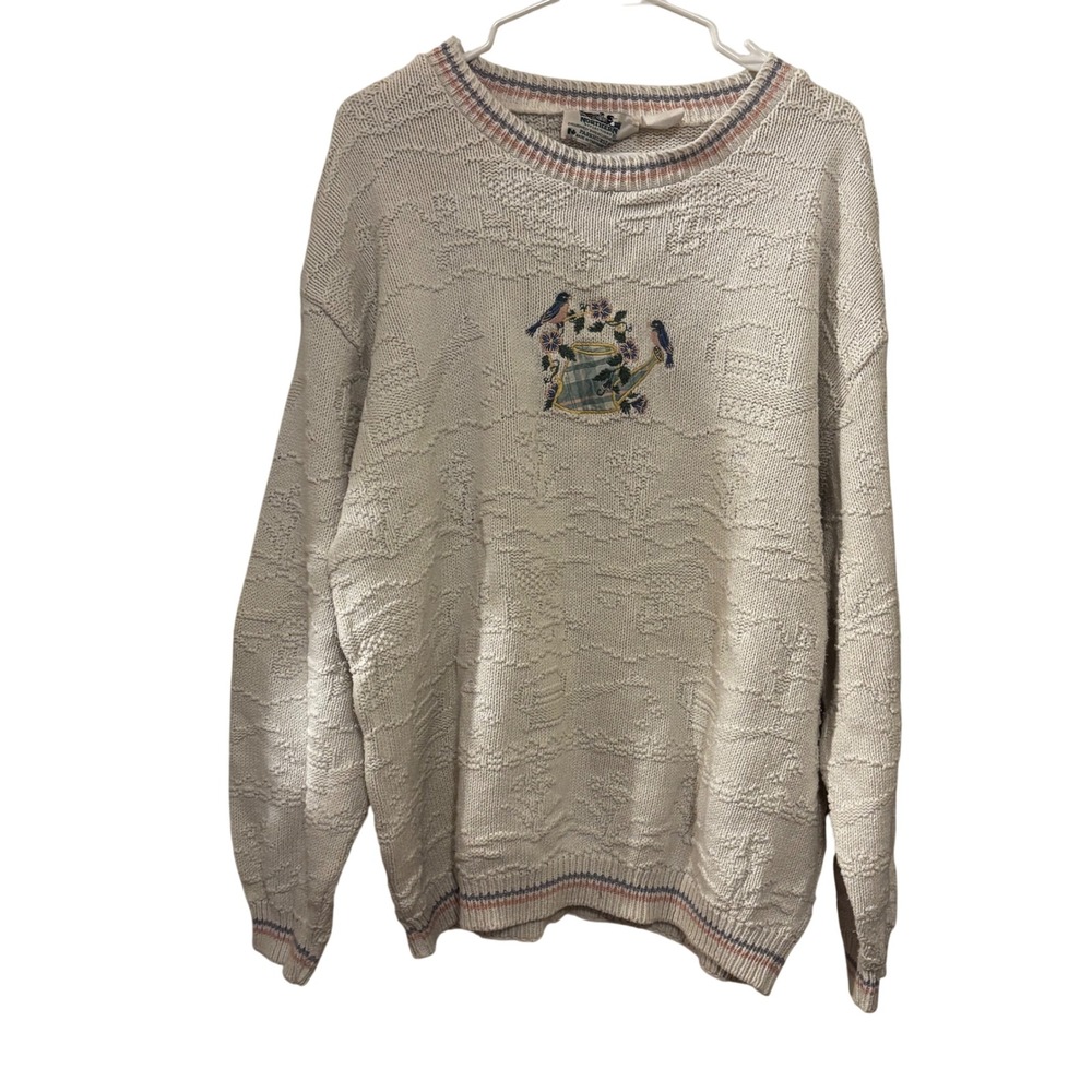 Northern Reflections by Parkhurst Women's Sweater 16 Vintage Birds Flowers Knit